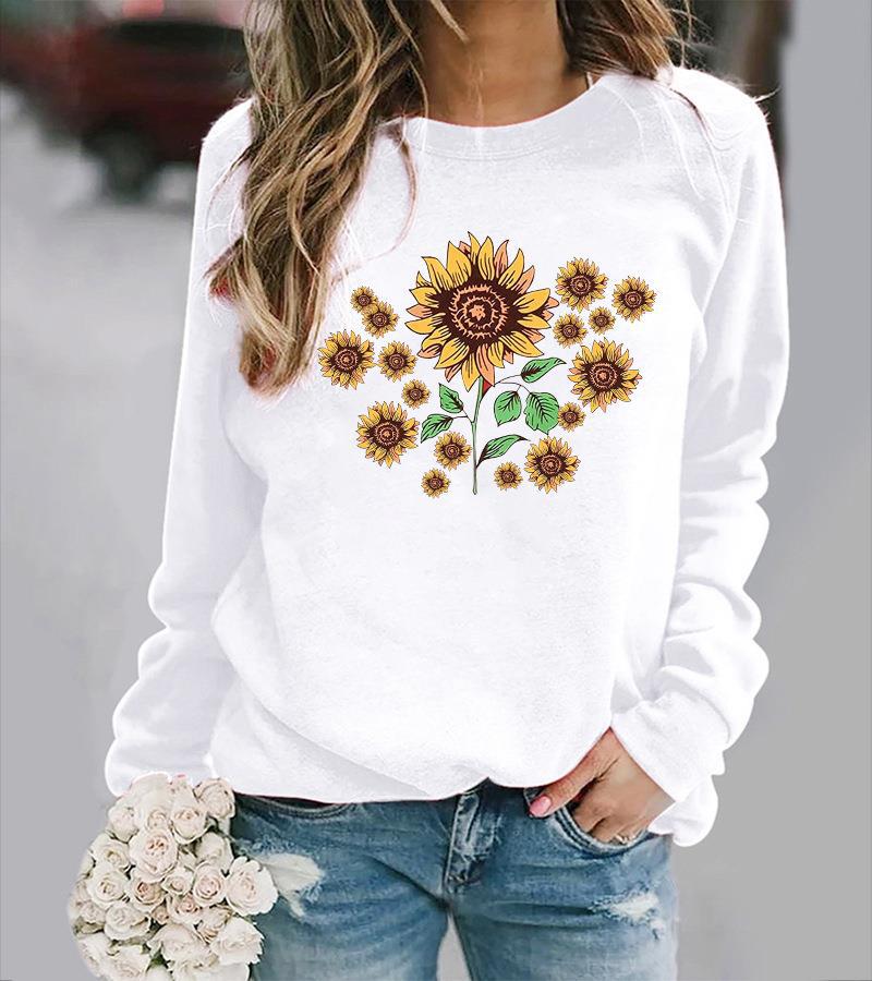 Sweatshirt femme avec motif floral de tournesol et coupe confortable Chic & Stil