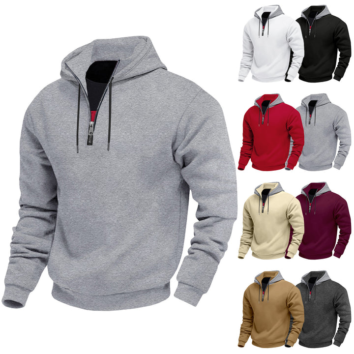 Men's hooded sweatshirt with half zipper and internal drawstring Lune London