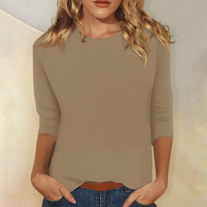Lune London | Round Neck Three-Quarter Sleeve Solid Color Tee