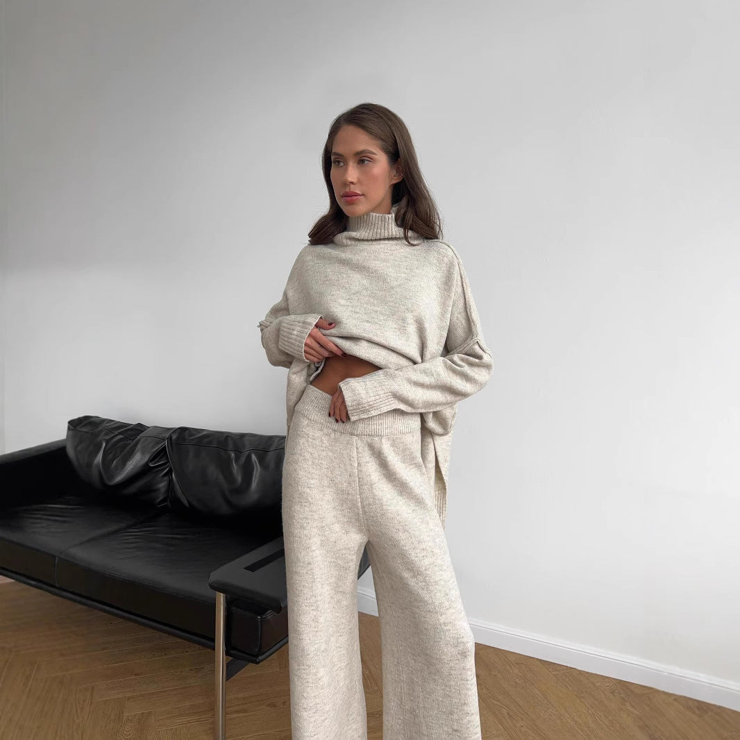 Ladies oversized sweater with high collar and soft material Lune London