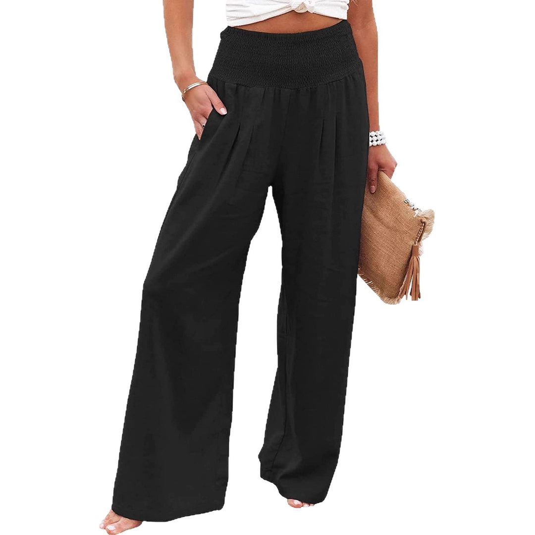 Pantalon Palazzo décontracté pour femmes avec taille élastique et poches latérales Chic & Stil