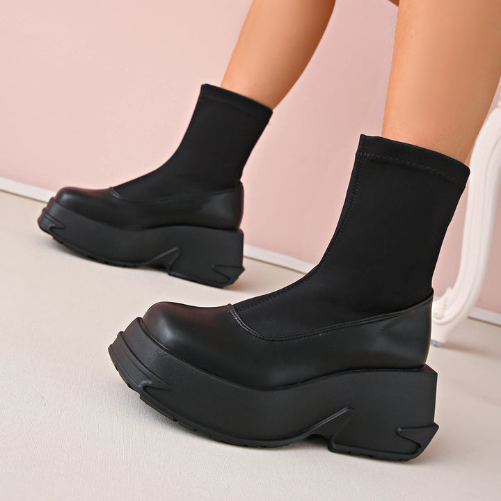 Women's platform sneakers with an elegant sock design and non-slip sole Lune London