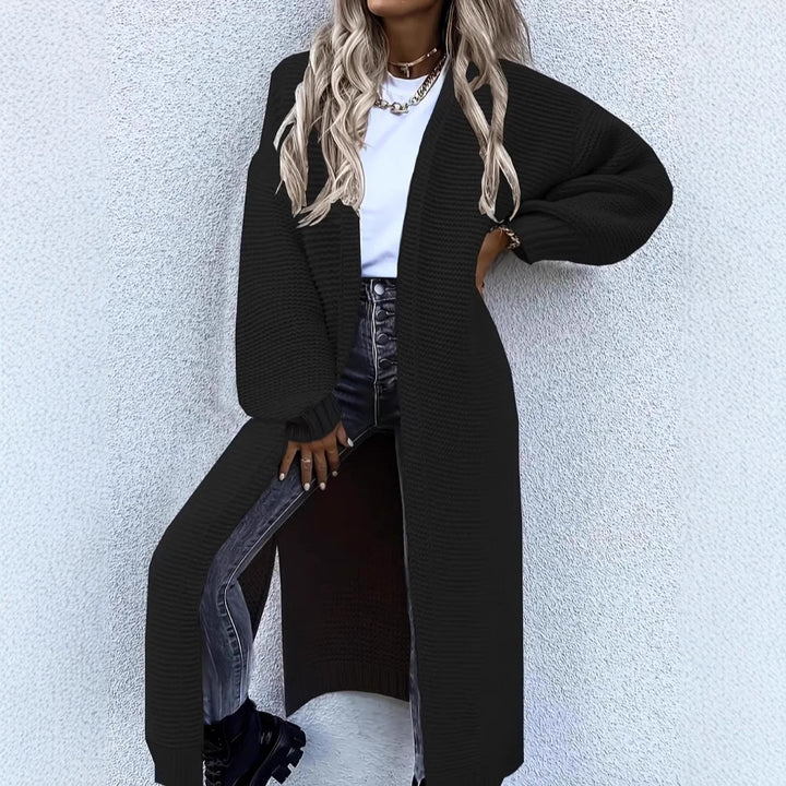 Ladies Long Knit Cardigan with Open Edges Lune London