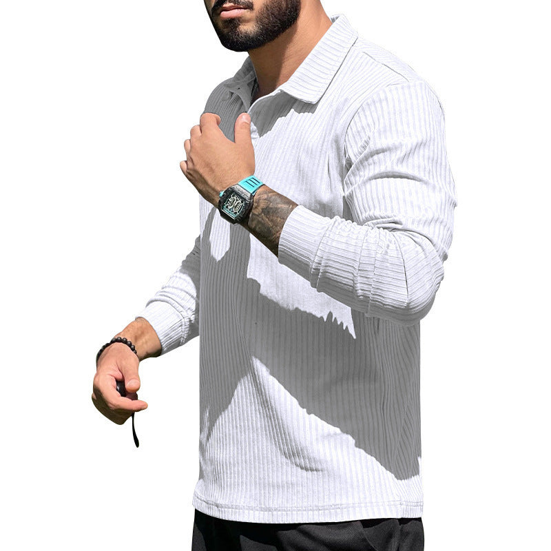 Long sleeve sporty polo for men with ribbed structure Lune London