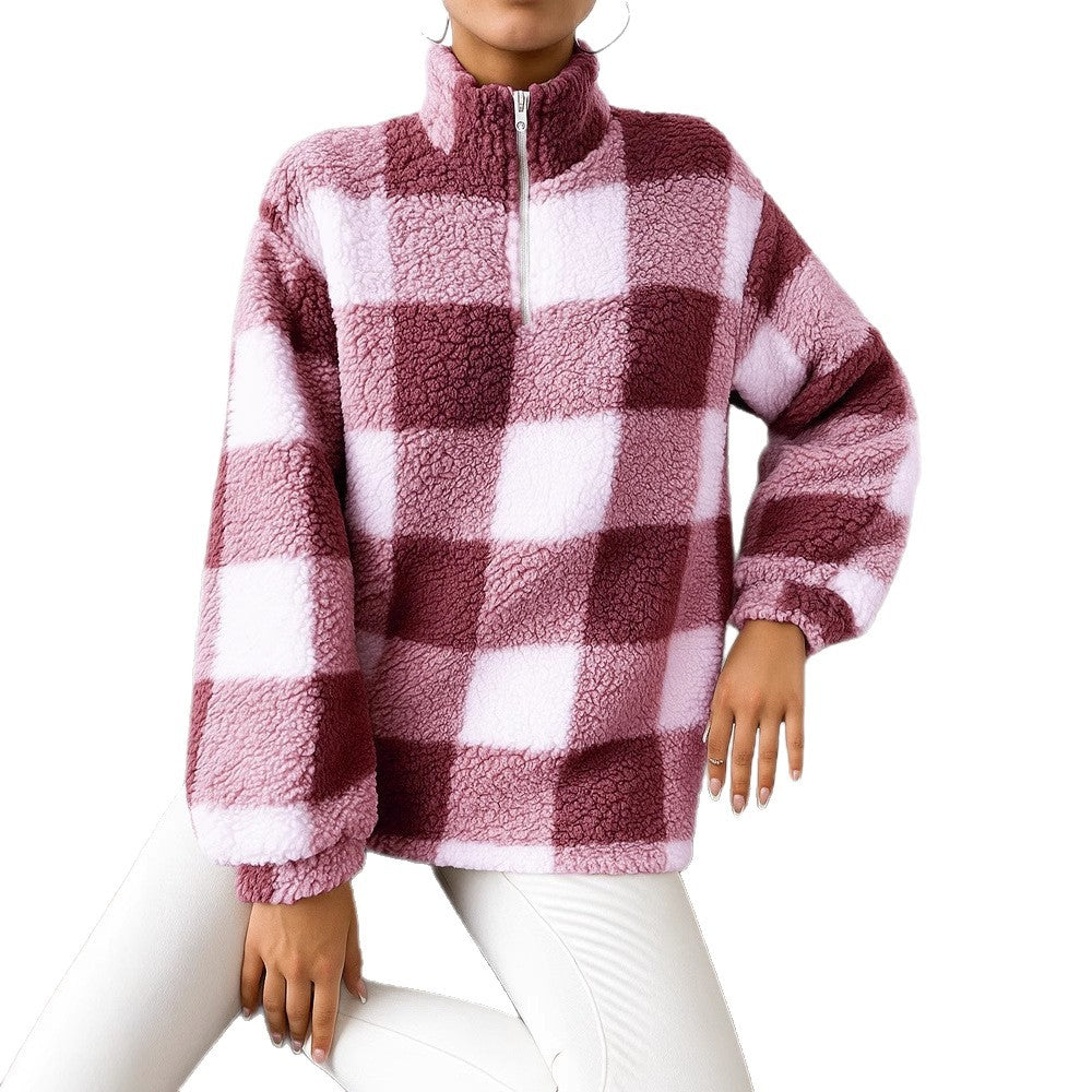 Fleece pullover for women with high neck and full zip Lune London