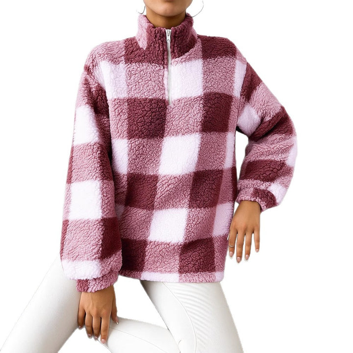 Fleece pullover for women with high neck and full zip Lune London