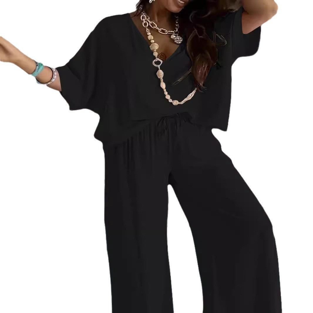 Ladies Relaxed Fitted Two-Piece Chic Loungewear Set