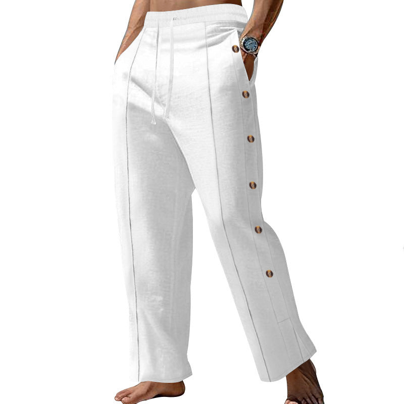 Casual summer pants for men with side buttons and elastic waist Lune London
