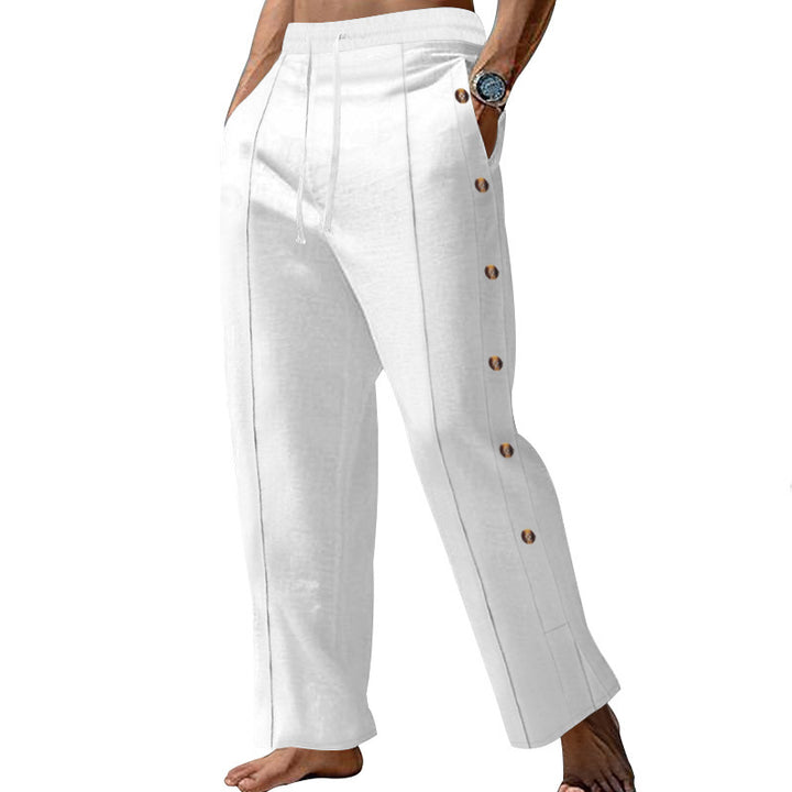Casual summer pants for men with side buttons and elastic waist Lune London