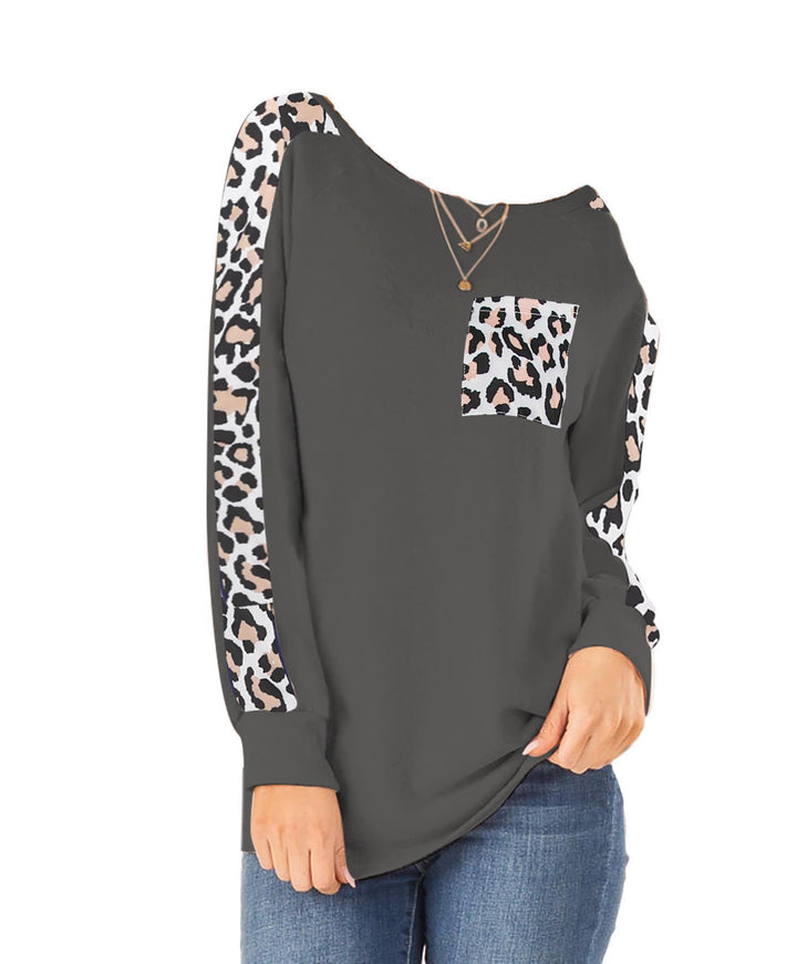 Women’s trendy long sleeve T-shirt with leopard appliqués Lune London