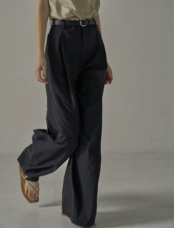 Pantalons larges élégants pour femmes taille haute avec ceinture Chic & Stil