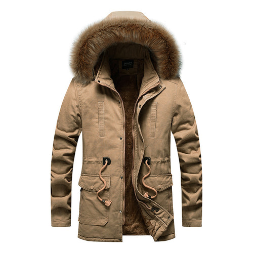 Men's heated winter jacket with removable faux fur collar Lune London