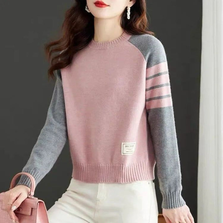 Pull rayé pour femmes avec des manches raglan à la mode Chic & Stil