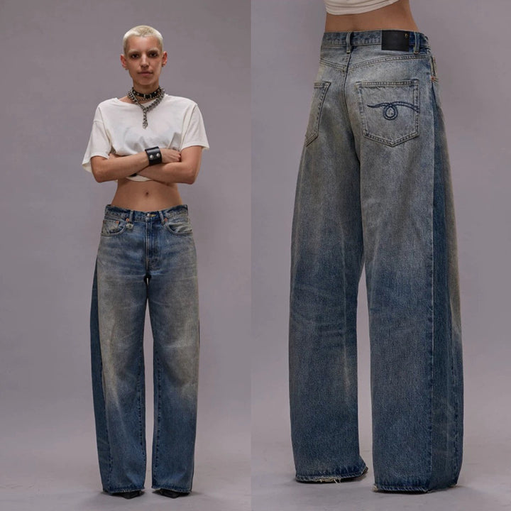 Chic and Stylish Women's Baggy Jeans with Two-Tone Effect