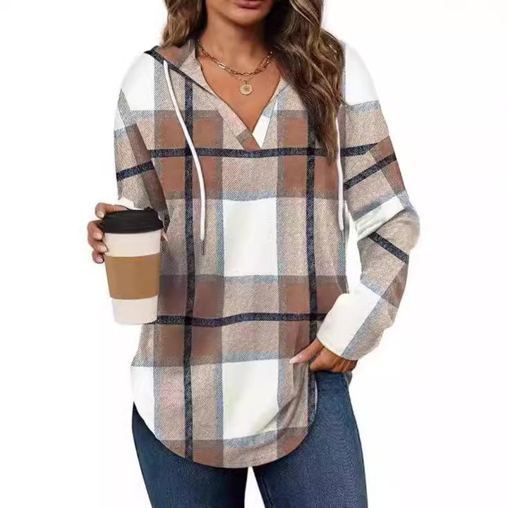 Casual plaid shirt for women with hood Lune London