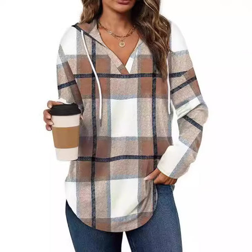 Casual plaid shirt for women with hood Lune London