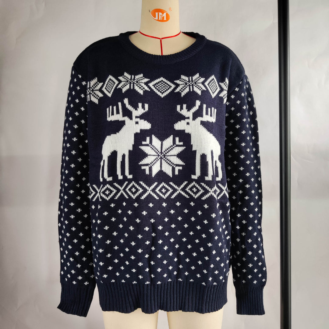 Christmas sweater for women with reindeer pattern and classic Norwegian pattern Lune London