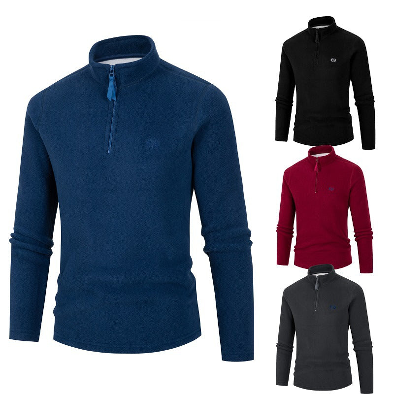 Men's fleece sweater with high collar and zip Lune London