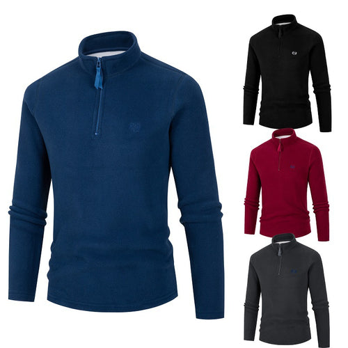 Men's fleece sweater with high collar and zip Lune London