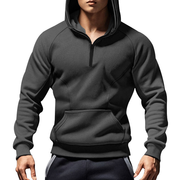 Men's sweater with half-zip and practical kangaroo pocket Lune London