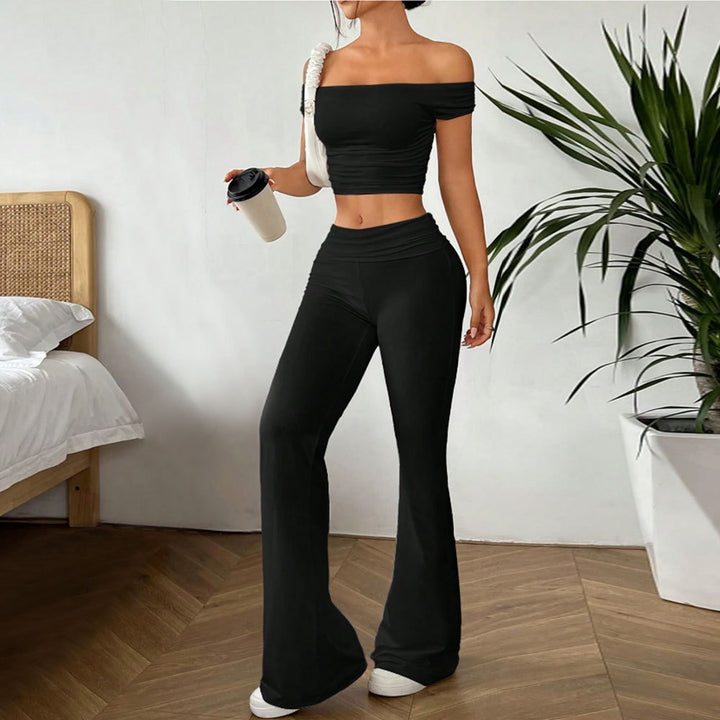 Ensemble top court décontracté pour femmes et pantalon taille haute Chic & Stil