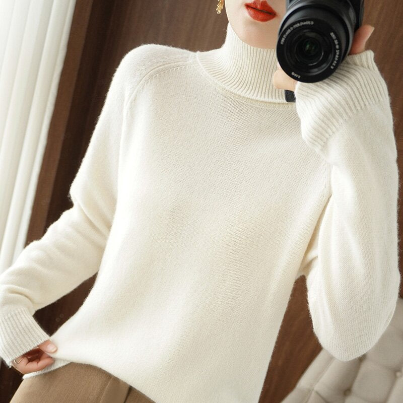 Womens cashmere turtleneck sweater Lune London