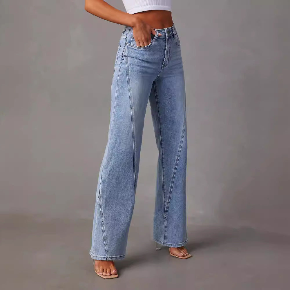 Casual wide jeans for women with high waist and stylish sewing details Lune London