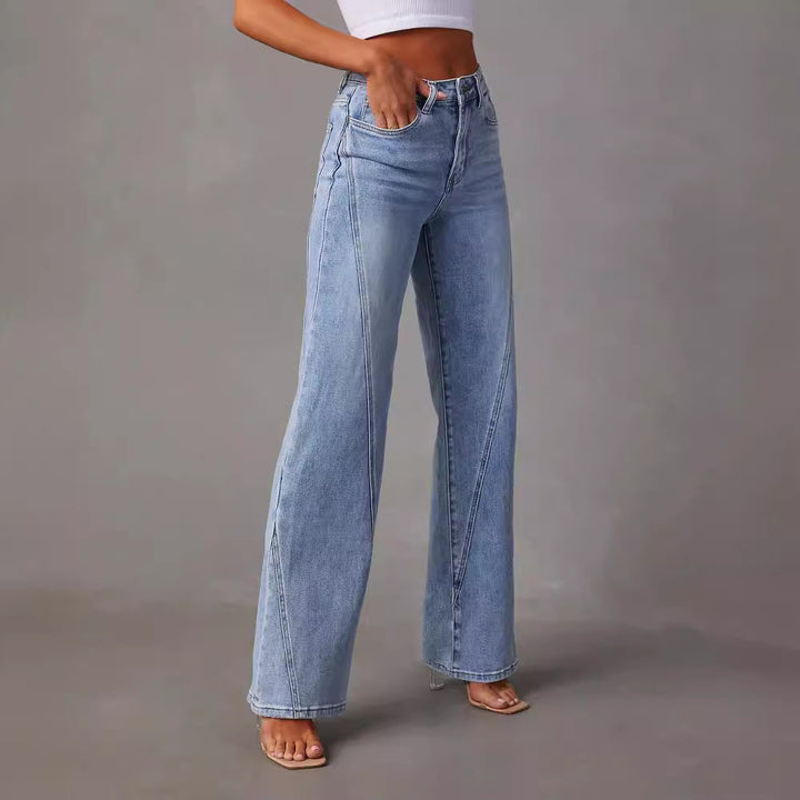 Casual wide jeans for women with high waist and stylish sewing details Lune London