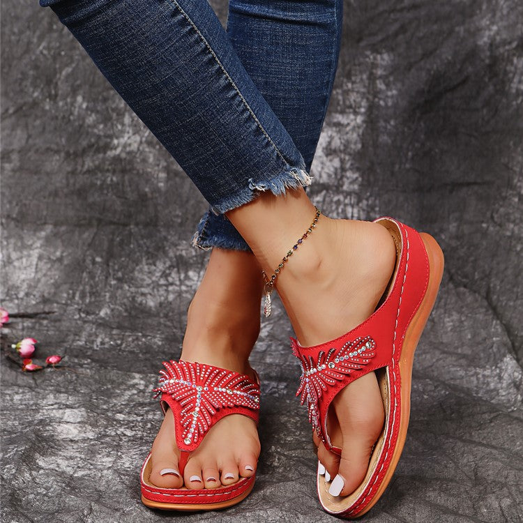 Ladies Elegant Chic Decorated Flip-Flop Sandals