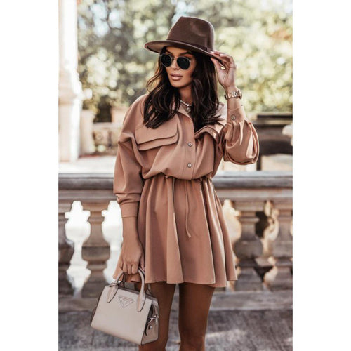 Shirt dress for women with an elegant tie belt and practical pockets Lune London