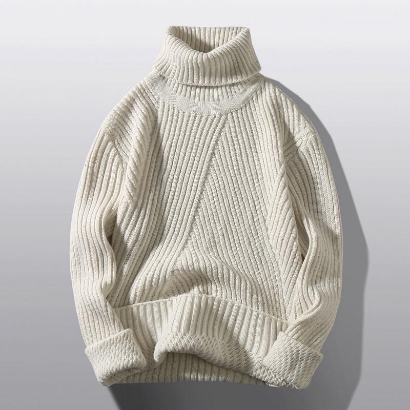 Chunky knit turtleneck sweater for women with an elaborate textured pattern Lune London