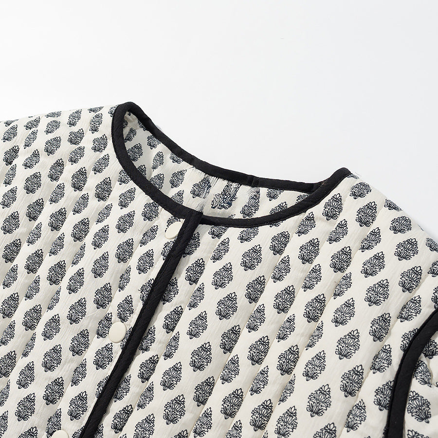 Veste longue à manches longues à motifs et doublée pour femmes Chic & Stil