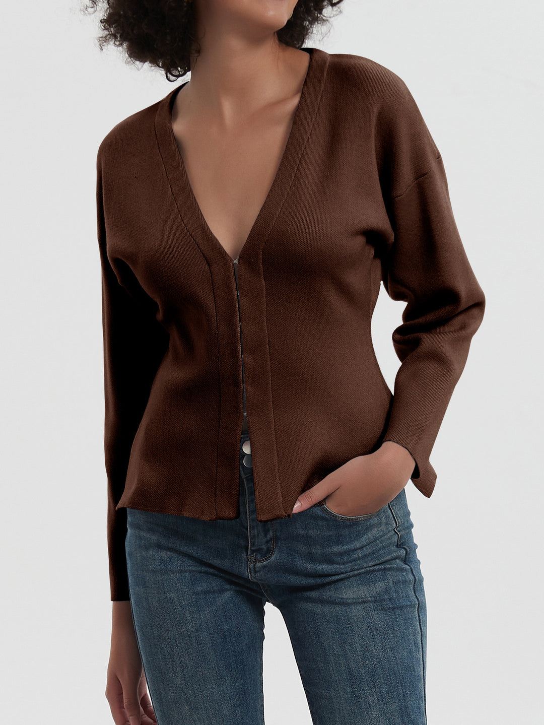 Ladies Chic and Stylish Modern Knit V Cardigan