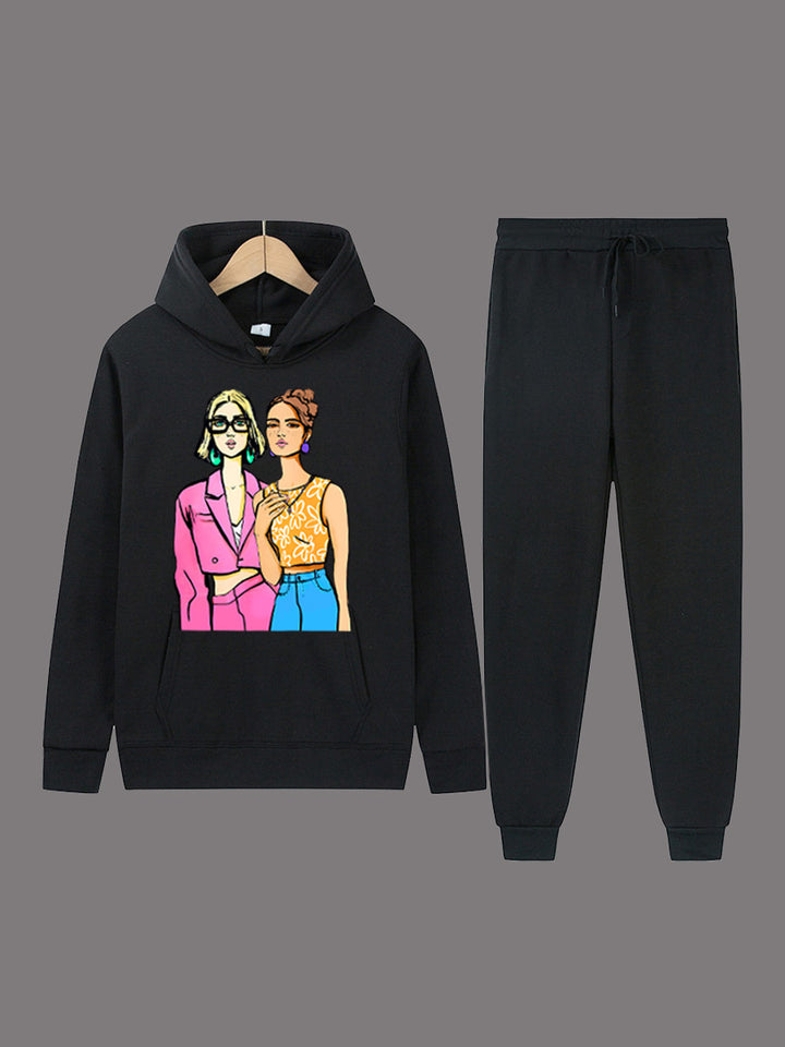 Women's hoodie set with artistic print and comfortable jogging pants Lune London