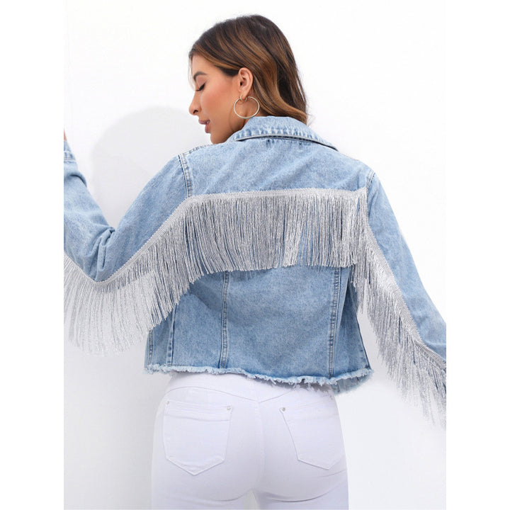 Veste en jean pour femmes avec décoration en franges Chic & Stil