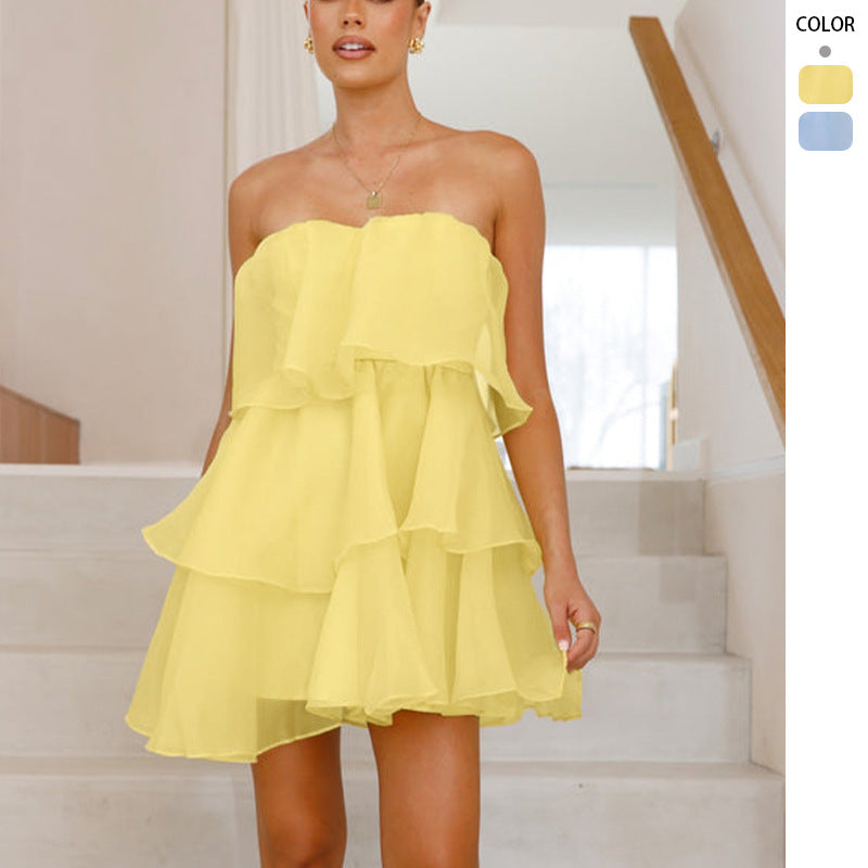 Chic & Stil Lightweight Chiffon Ruffle Dress for Women
