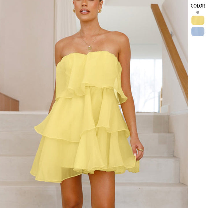 Chic & Stil Lightweight Chiffon Ruffle Dress for Women