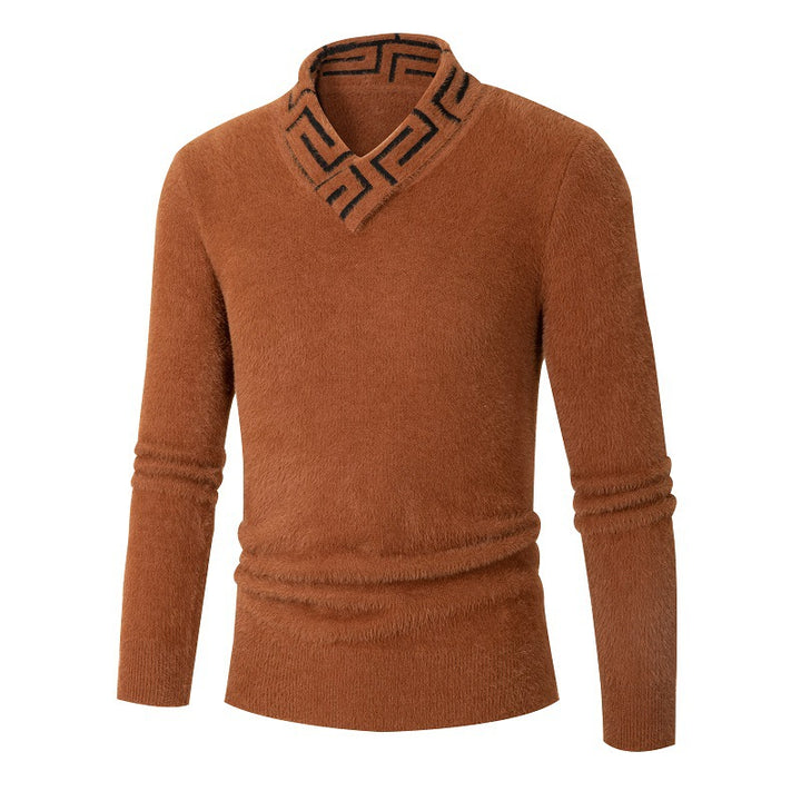 Fashionable men's sweater with an elegant high collar and a textured design Lune London
