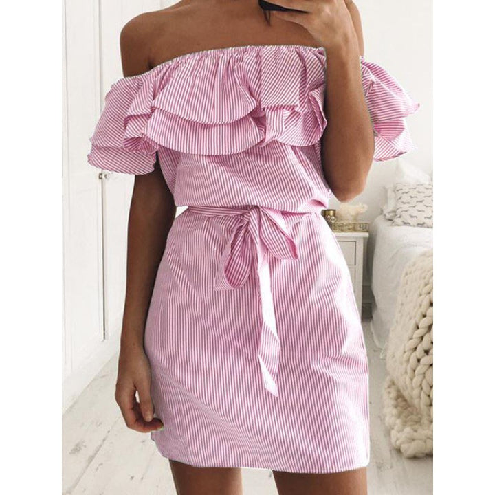 Robe mini femme avec volants et ceinture à nouer Chic & Stil