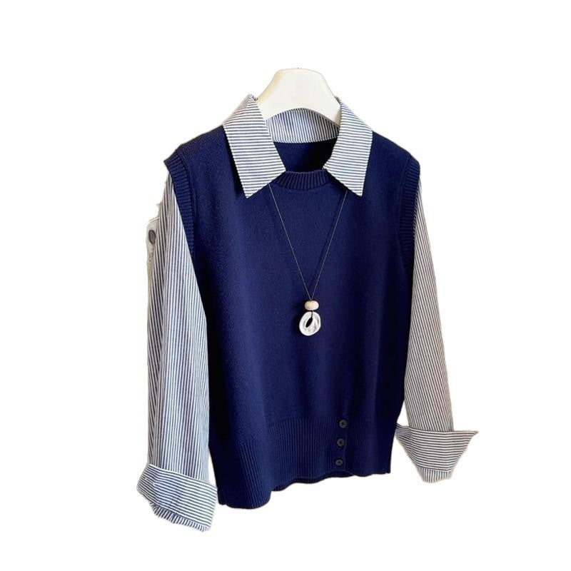 Pull-over haut de gamme pour femmes avec col chemise Chic & Stil