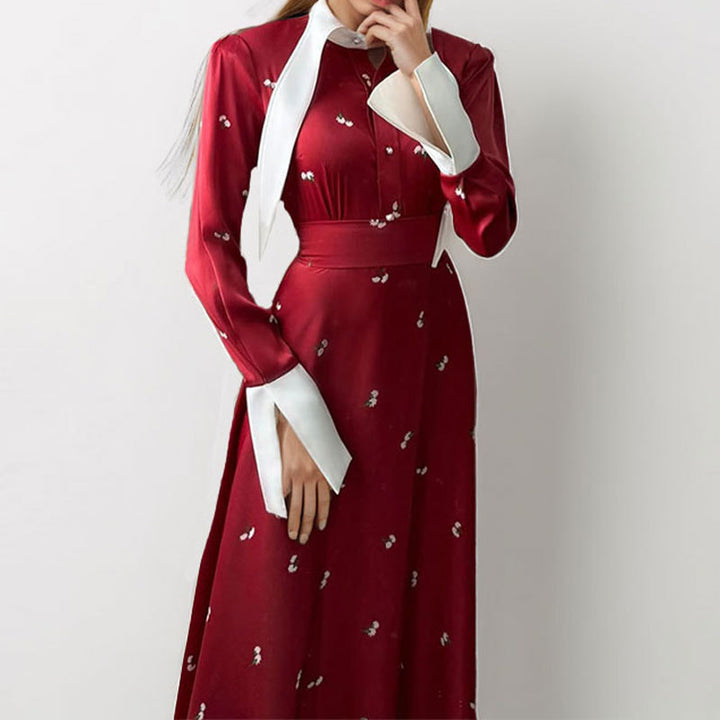 Robe Maxi Élégante Femme avec Drapé Artistique et Manches Longues Chic & Stil