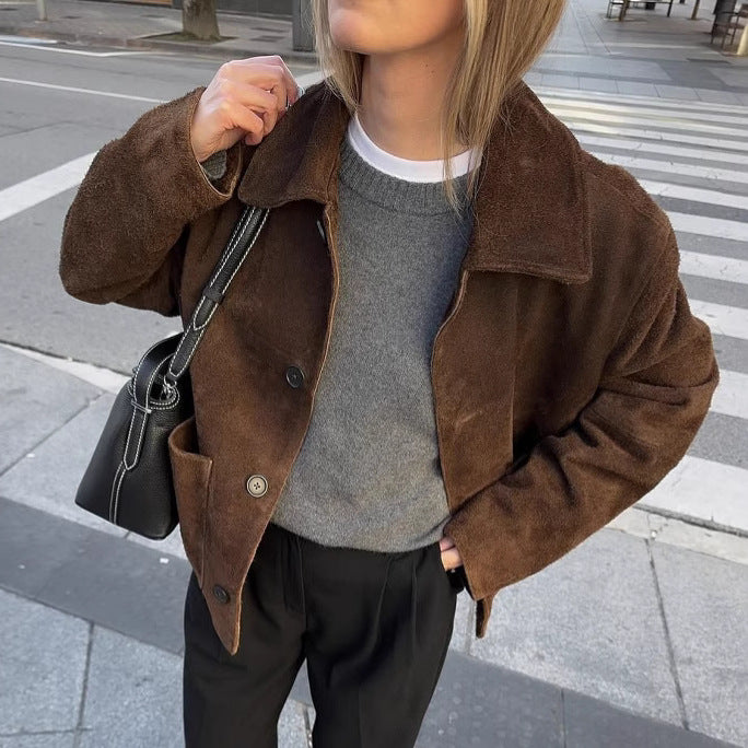 Oversized teddy jacket for women with button closure and large pockets Lune London