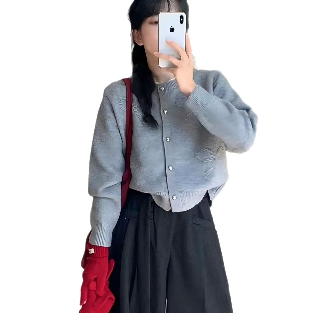 Ladies comfortable short sleeve knitted cardigan with high quality button details Lune London