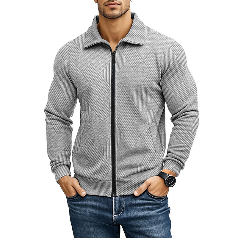 Men's knit jacket with structured design and sporty collar Lune London