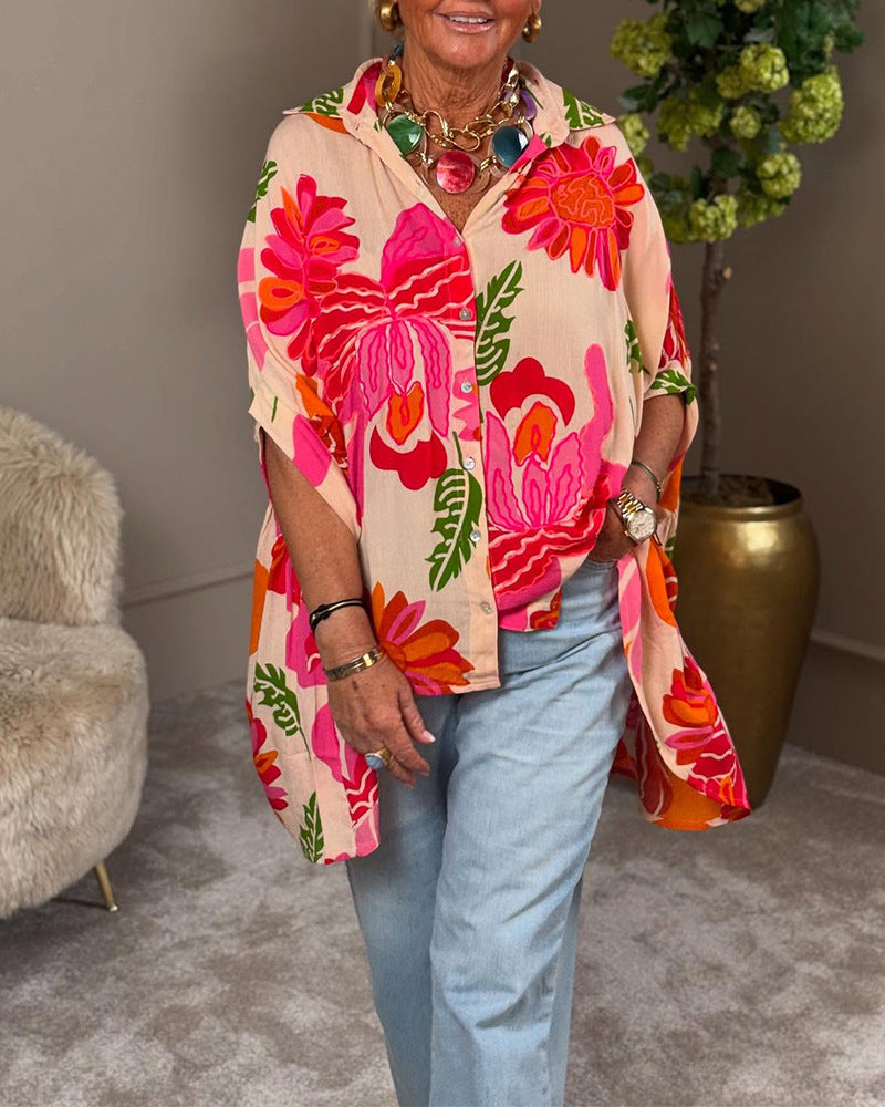 Blouse kimono fluide pour femme avec design floral coloré Chic & Stil
