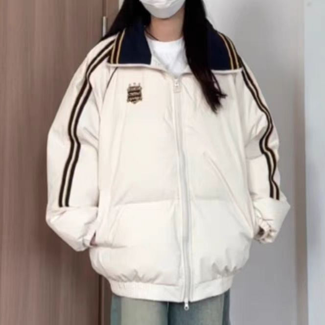 Lady sporty quilted jacket with contrasting bands and a high collar Lune London
