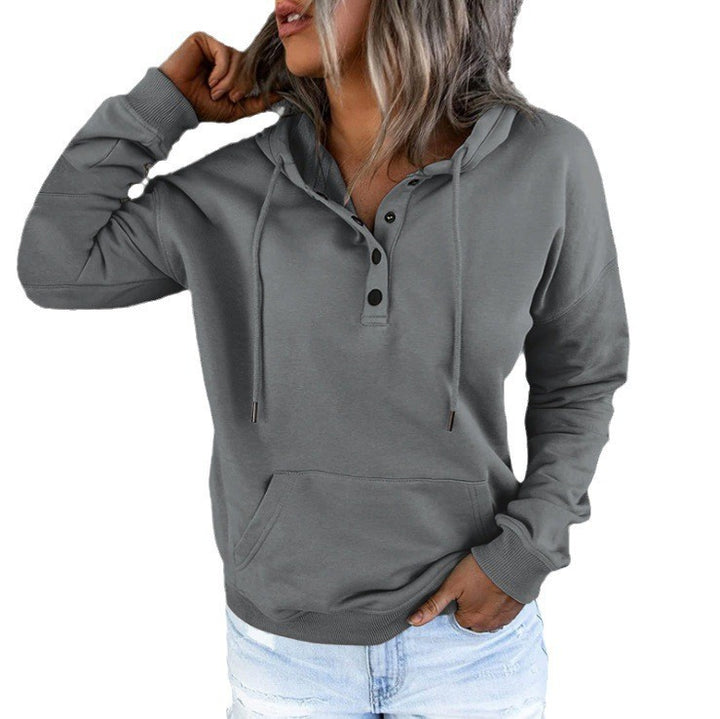 Sporty hoodie for women with button placket and relaxed fit Lune London