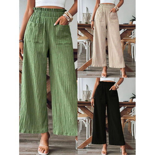 Airy palazzo pants for women with elastic waistband and large pockets Lune London