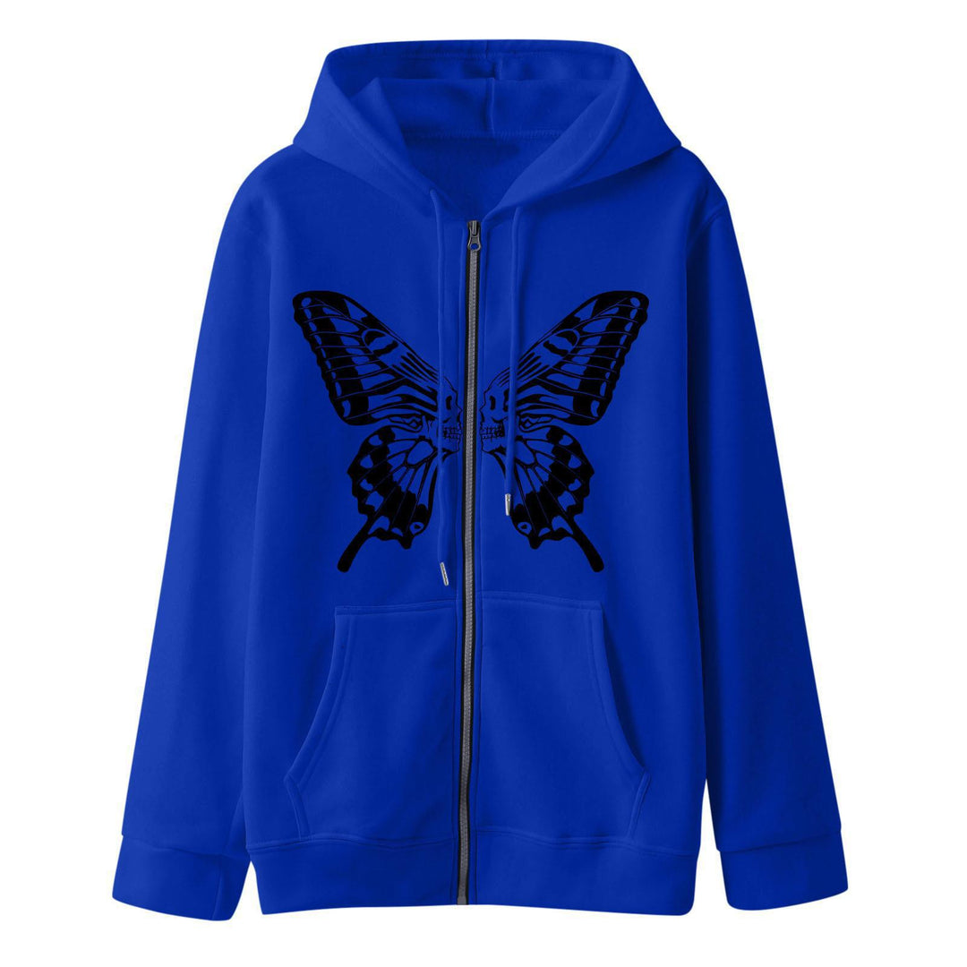 Women's hoodie sweatshirt jacket with unique butterfly print Lune London