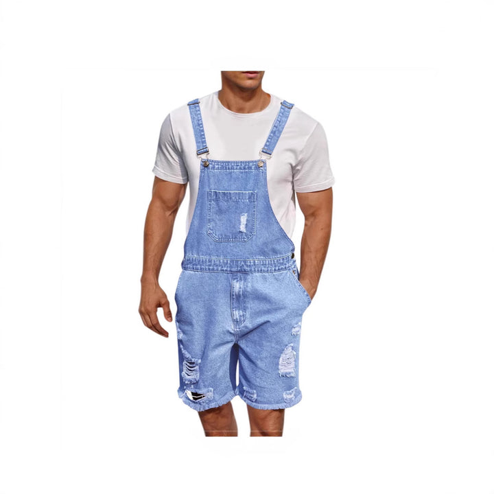 Men's denim overalls shorts in a casual design with patch pockets Lune London